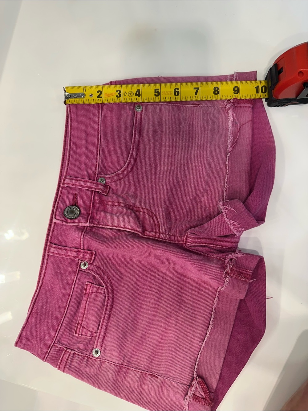 🍭Vintage American Eagle Hot Pink Denim Roll-Cuff Shorts. Size 00 - Picture 8 of 8